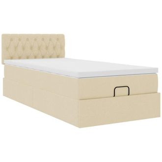 vidaXL Estructura De Cama Otomana Con Colch&oacute;n Tela Crema 90x190cm Vidaxl