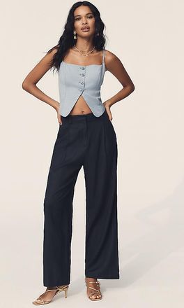 Lioness Petite La Quinta Linen Blend Pleated Pants