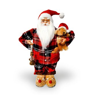 Christmas Sparkle Santa in PJs Standing 45cm - Red | TJ Hughes