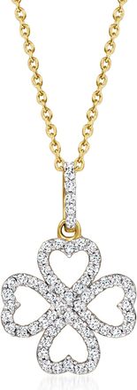Ross-Simons Diamond Clover Pendant Necklace in 18kt Gold Over Sterling