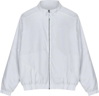 Nike Mens Nike Solid Color Stand Collar Logo Casual Long Sleeves Jacket White DN1266-121
