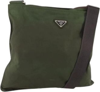Prada Pre-owned Cross Body Bags, female, Green, Size: ONE SIZE Pre-owned Vintage Nylon Shoulder Bag