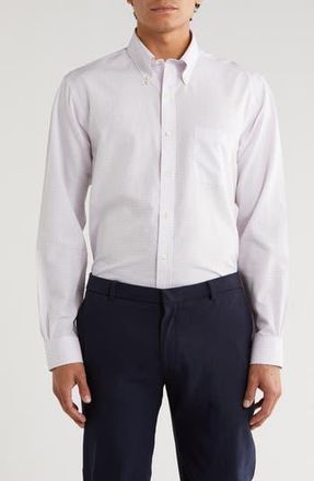 Brooks Brothers Regular Fit Check Non-Iron Cotton Button-Down Shirt in Coralgrid at Nordstrom Rack, Size 15.5 - 34/35