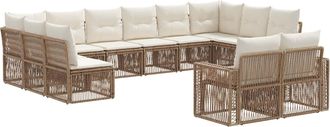 vidaXL Conjunto De Sof&aacute;s De Jard&iacute;n 12 Uds. Beige Y Blanco Crema Vidaxl
