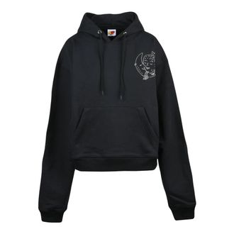 Sky High Farm Korte hoodie - Dames - Hoodies - Zwart - L - Katoen - Hoodies & sweatvesten