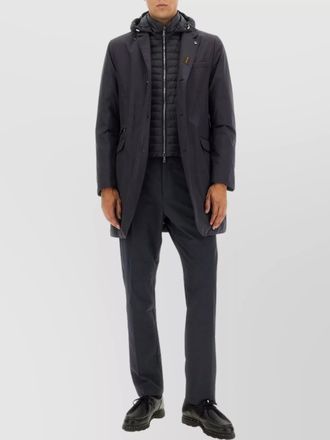 Moorer hooded single breasted long sleeve coat