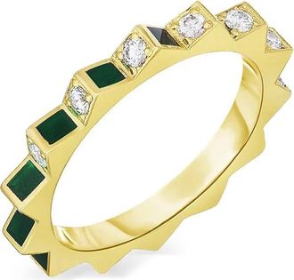 Cicada Jewelry Anello Spike in oro giallo 18 carati con diamanti