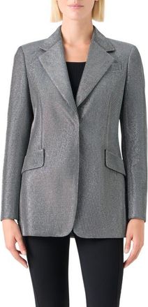 Akris Metallic Birds Eye Knit Blazer in Brushed Steel at Nordstrom, Size 10