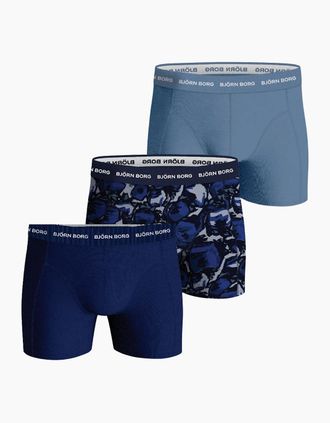 Bj&ouml;rn Borg Mens 3-Pack Camo Print Boxer Briefs, Blue Mix - Navy - Size: 39/38/32