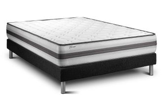 VITALIT Vitalit - Base Tapizada Negro + Colch&oacute;n Con Muelles Y Viscoel&aacute;stica 160 X 200