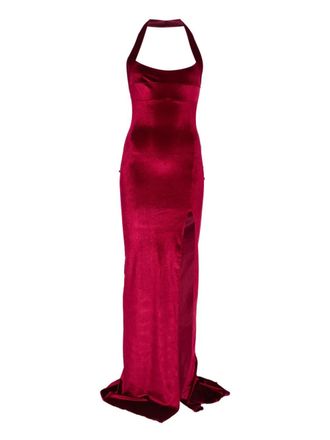Atu Body Couture halterneck velvet maxi dress - Rood