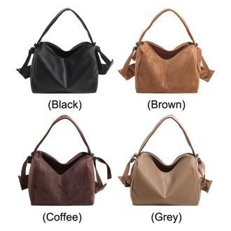 Generic Retro Faux Suede Messenger Bag Chic Casual Crossbody Bags for Women (Black)