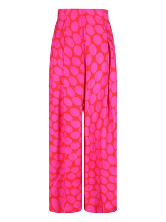 Dries Van Noten High-Waisted Wide-Leg Pants With Geometric Pattern