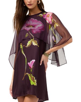 Johnny Was Rey Cape Silk-Blend Mini Dress