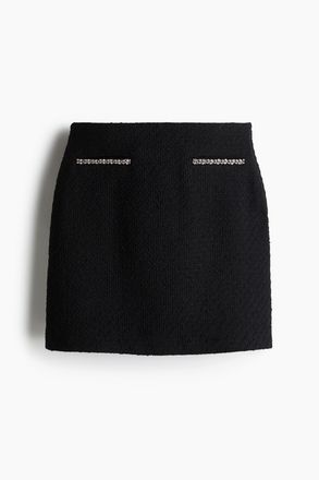 H&M Minijupe aus Boucl&eacute; - Schwarz/Strass