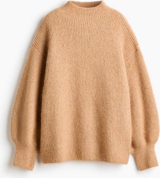 H&M Gerippter Pullover mit Turtleneck - Beige