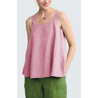 Luukaa D'Celli Mariel Square Neck Linen Top in Pale Pink at Nordstrom, Size 18