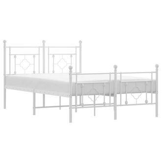 Berkfield Home Metal Bed Frame without Mattress with Footboard White 120x190cm | Size: 120x190 cm
