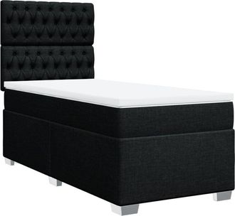 vidaXL Cama Box Spring Con Colch&oacute;n Tela Negro 90x200 Cm Vidaxl