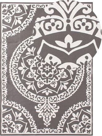 Beliani Beliani - Alfombra Rectangular Moderna Para Interior Exterior Patr&oacute;n Oriental 160 X 230 Cm Gris Kohima