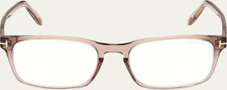 Tom Ford Blue Blocking Keyhole Acetate Rectangle Glasses