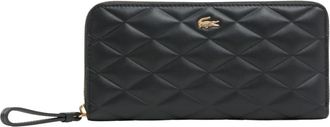 Lacoste Grote Crocodelle leren portemonnee met rits - Dames - Portefeuilles - Zwart - ONE Size - Leer - Accessoires