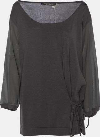 Marina Rinaldi Dark Grey Stretch Knit Scoop Neck Tops