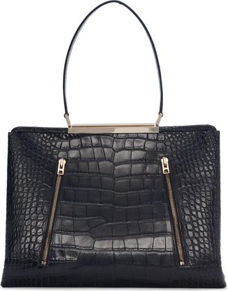 Tom Ford Patrick Croc Embossed Shoulder Bag in Black at Nordstrom