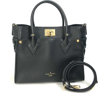 Louis Vuitton Black Leather Handbag Shoulder Bag Tote Bag (Pre-Owned)
