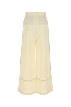 C & M Camilla and Marc Womens Cream Linen Blend Fortuna Wide-Leg Pant Lemon Exterior: Viscose Pantaloni