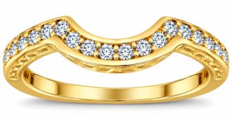 Pompeii3 1/5 Ct Diamond Curved Wedding Engagement Ring Enhancer Band 14k Yellow Gold