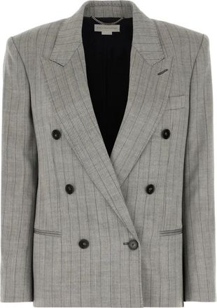 Stella McCartney Nadelstreep Double-Breasted Blazer - Dames - Blazers - Grijs - XS - Wol - Jassen