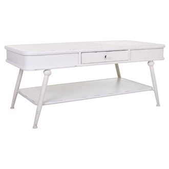 Wanderlust Deco Mesa de centro de metal blanco 120x60x53