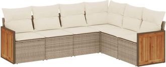 vidaXL Vidaxl - Juego De Sof&aacute;s Jard&iacute;n Con Cojines 6 Pzas Rat&aacute;n Sint&eacute;tico Beige