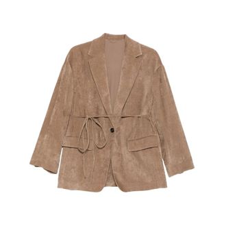 Brunello Cucinelli Blazer de Pana con Cintur&oacute;n - Jackets - Mujer - Beige - 2XS