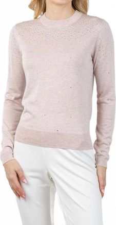 Kinross Cashmere Lightweight Crystal Crew Sweater In Cameo