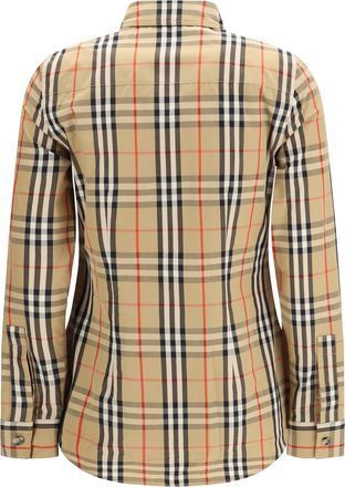 Burberry Womens Stretch Cotton Check Shirt Archive Beige Ip Chk