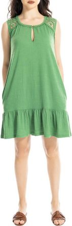 Max Studio Lace Trim Sleeveless Trapeze Dress in Green at Nordstrom Rack, Size X-Small