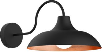 Lumicom Parigina Applique, 1x E27, Max 42w, Metallo, Nero Opaco/foglia Rame, D.30cm - Lumicom