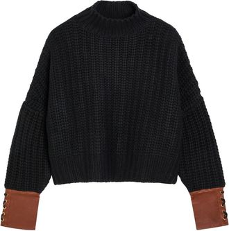 Skiim Hero Leather-trimmed Cashmere Jumper - Black - S (UK8-10 / S)