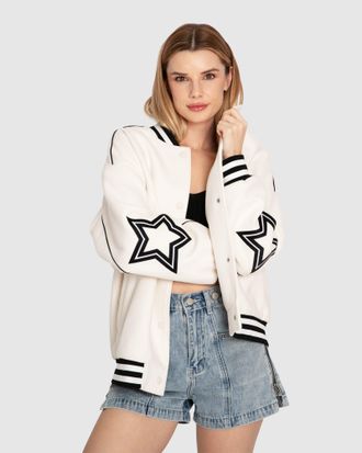 Belle & Bloom Hold Me Close Letterman Bomber