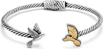 Samuel B. Sterling Silver & 18K Gold Bird Motif Hinge Bangle in Silver And Gold at Nordstrom Rack