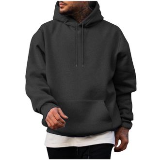 Generic Yolimok Classic Hoodies for Men, Drawstring Hooded Collar Plain Color Mens Hoodies Fleece Sweatshirts with Pocket Ribbed Cuff Long Sleeve Sweatshirts 