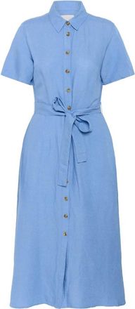 Part Two Zilvermeer Blauwe Overhemdjurk - Dames - Shirt Kleedjes - Blauw - XS - Linnen - Kleedjes