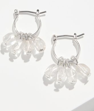 Talbots Spring Showers Hoop Earrings - Clear Crystal/Silver - 001 Talbots