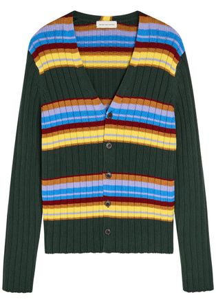 Dries Van Noten Modify Striped Cotton and Wool-blend Cardigan - Multicoloured 1 - XL