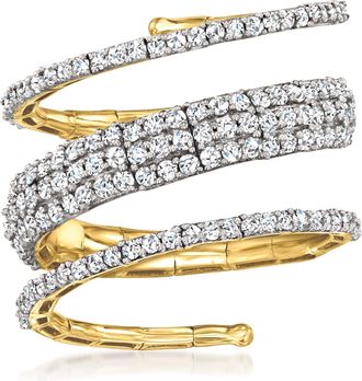 Ross-Simons Diamond Swirl Flexible Wrap Ring in 14kt Yellow Gold