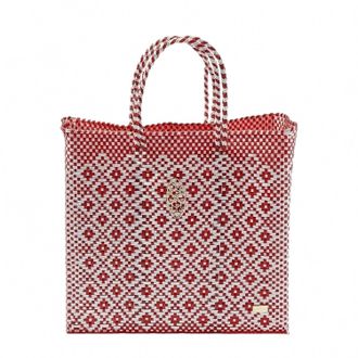 Lola's Bag Womens Medium Handmade Aztec Regular Strap Tote Bag In Red