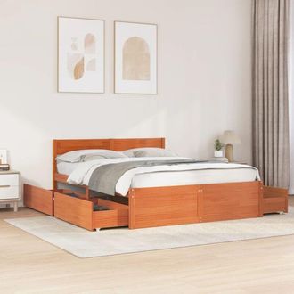 vidaXL Letto senza Materasso Marrone Cera 160x200 cm in Legno di Pino - Vidaxl