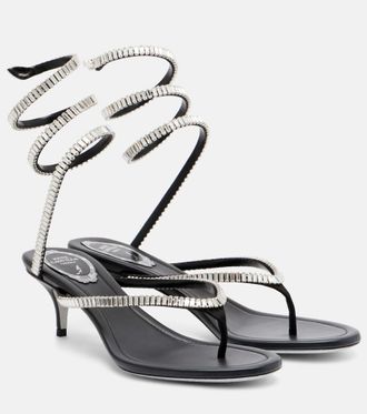 Rene Caovilla Embellished satin thong sandals